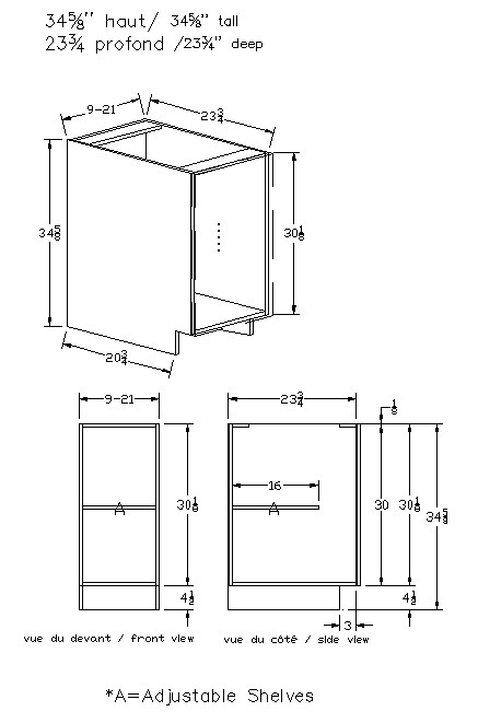 B - Bas 1 porte - Mélamine