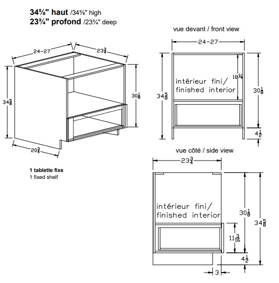 MWB - Bas micro-ondes - MDF Laqué