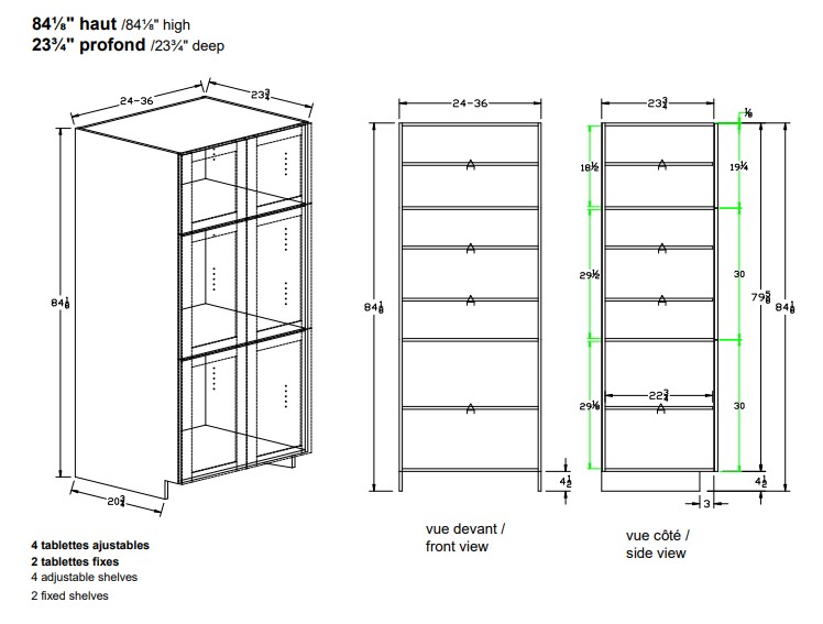 PB - Garde-manger 2 portes  84''h. - MDF Laqué