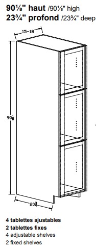 PB - Garde-manger 1 porte 90''h. - Polyester U-3000