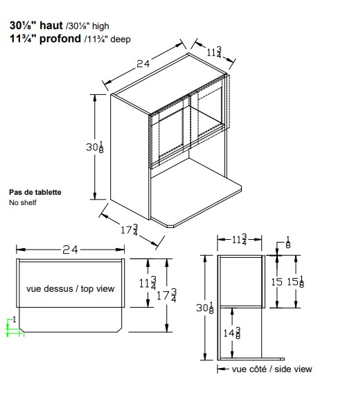 MW - Haut micro-ondes 30''h. - MDF Laqué