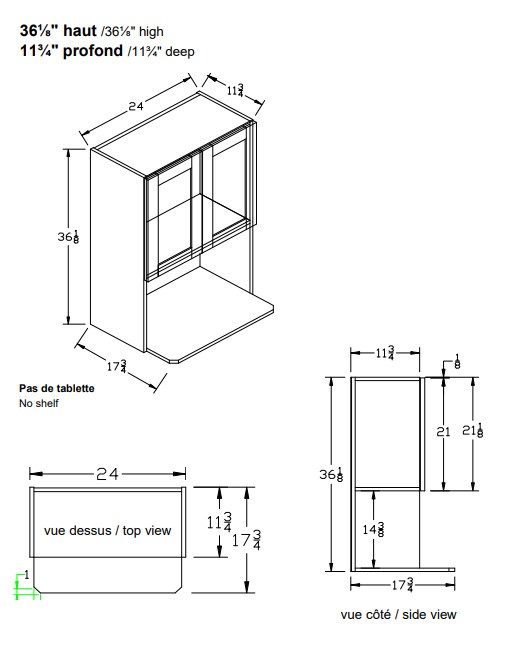 MW - Haut micro-ondes 36''h. - Polyester U-3000